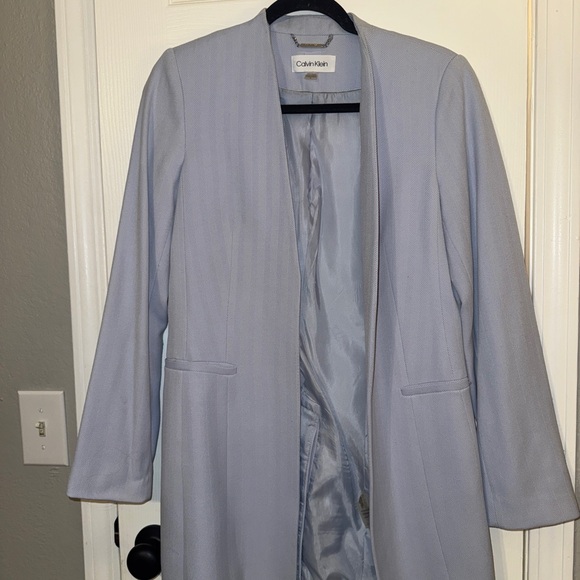 Calvin Klein Women's Light Blue and White Blazer - Picture 2 of 8